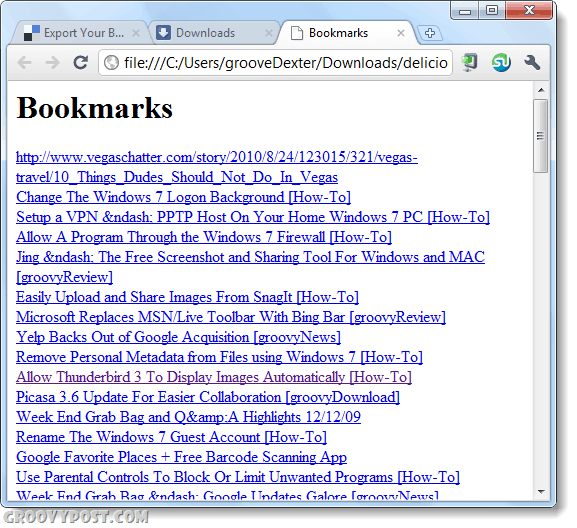 архивирайте вкусни отметки в HTML файл