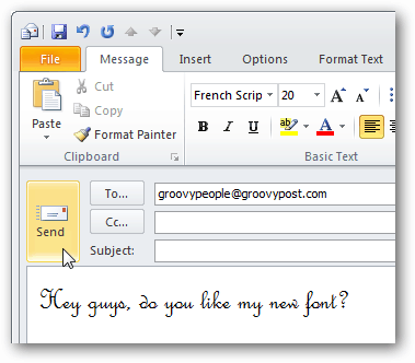 персонализирани шрифтове в Outlook 2010
