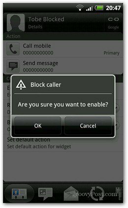 HTC Android позволява блокиране на контакти