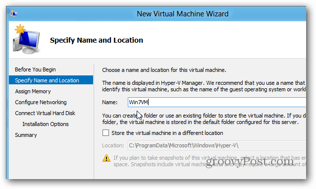Име на Win7 VM