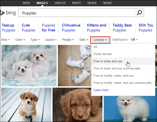 Използвайте Bing и Google Търсене на изображения за безплатни изображения за публикации в блогове
