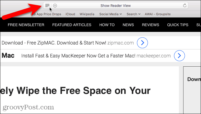Показване на View Reader в Safari за Mac
