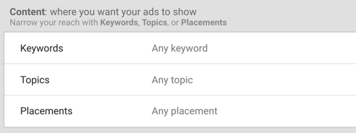 Как да настроите рекламна кампания в YouTube, стъпка 30, задайте ключови думи, теми и опции за разположения