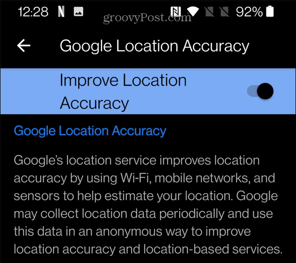Google Точност на местоположението