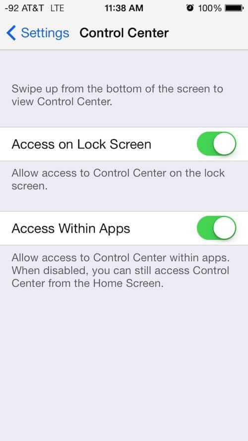 Как да деактивирате iOS 7 Control Center, докато използвате приложения