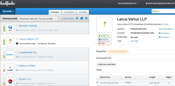 Leader използва данните ви от Google Analytics, за да показва подробности за посетителите на уебсайта ви.