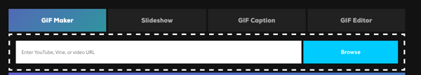 За да създадете GIF на Giphy, изберете GIF Maker или Slideshow.