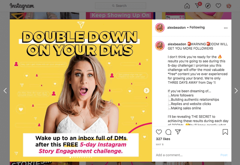предизвикателство dm на instagram