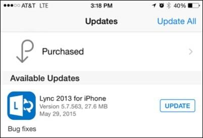 Lync за iPhone Update