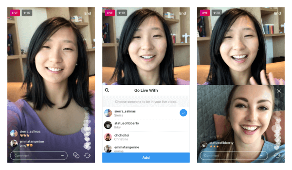 Instagram тества способността да споделя видео излъчване на живо с друг потребител.