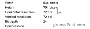 Детайли за DPI за изображение в Windows