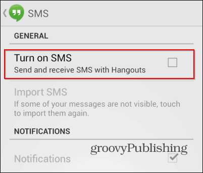 SMS-те в Hangouts са изключени