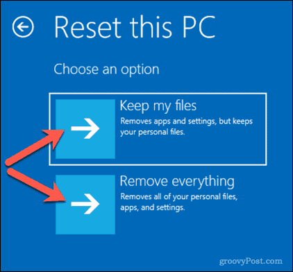 Опции за нулиране на компютър с Windows 10