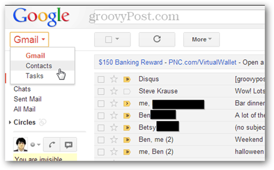 импортирайте няколко контакта в Gmail