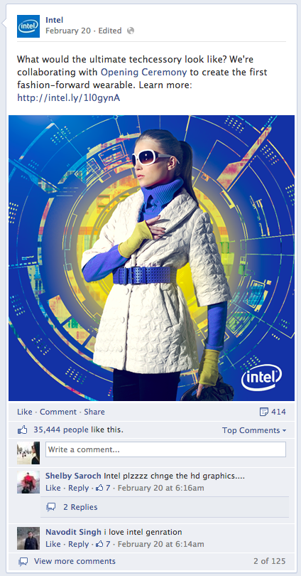 intel post във facebook