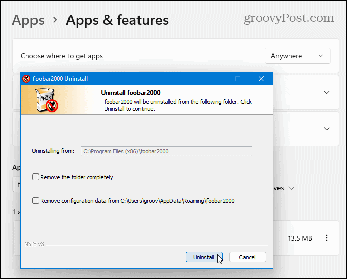 Деинсталиране на Win32 Apps Windows 11