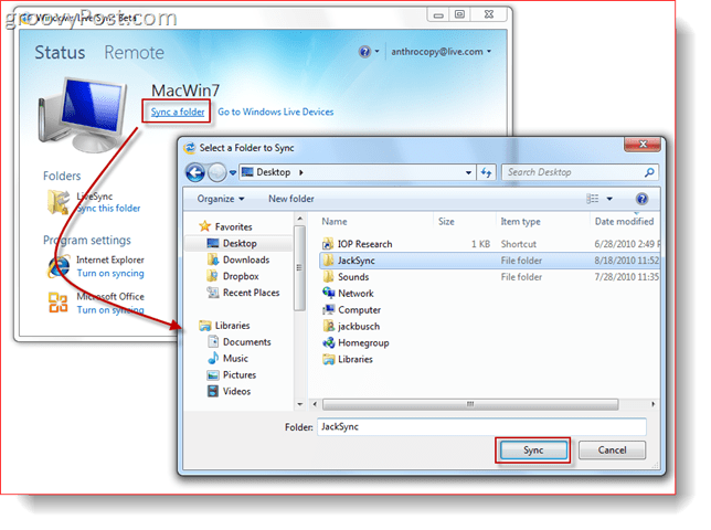 Синхронизиране на папка с Windows Live Sync Beta