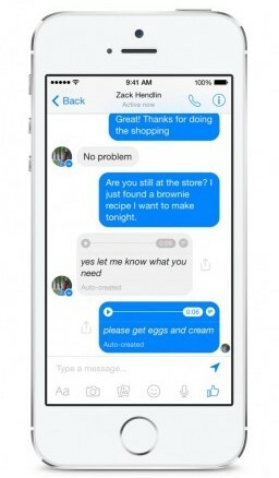 Facebook Messenger тества функцията за глас в текст.