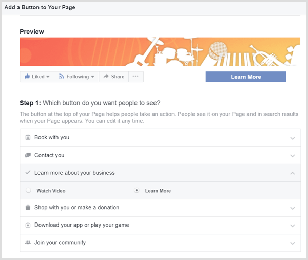 Facebook добавете бутон CTA към страницата