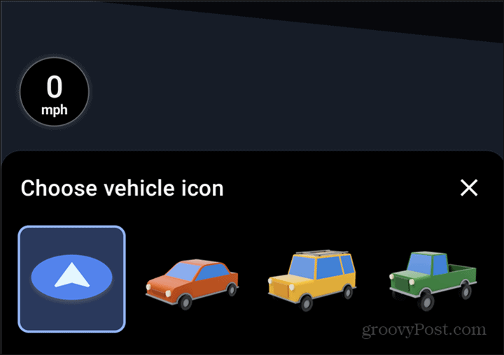 Избор на символ на автомобил в Google Maps