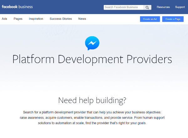 Новата директория на доставчиците на разработчици на платформи на Facebook е ресурс за бизнеса да намери доставчици, специализирани в изграждането на опит в Messenger.