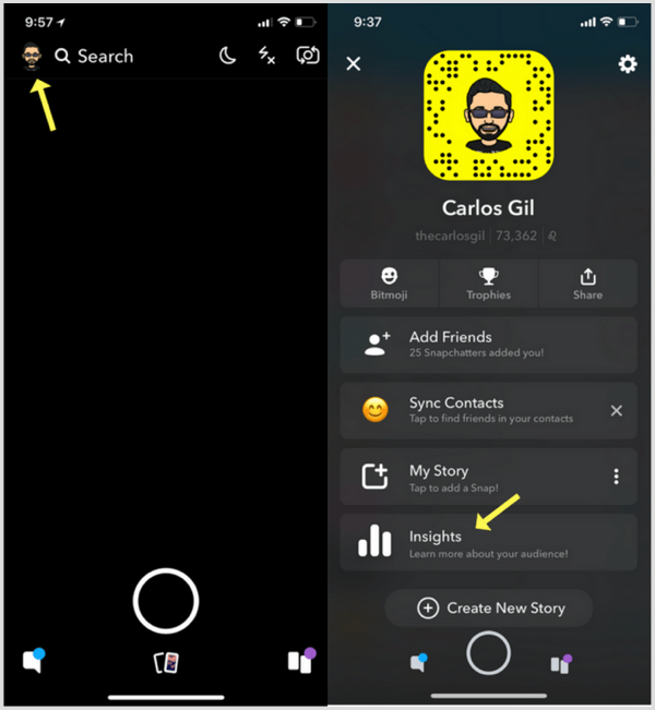 Snapchat Insights как да получите достъп