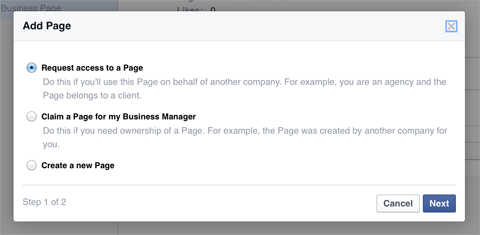 добавяне на страница във facebook към бизнес мениджър