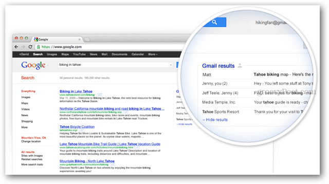 gmail резултати в търсене в Google