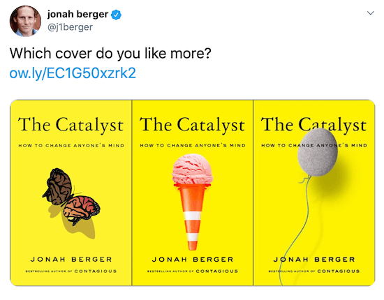 Джона Бергер туитва с изображения на три възможни корици на книги