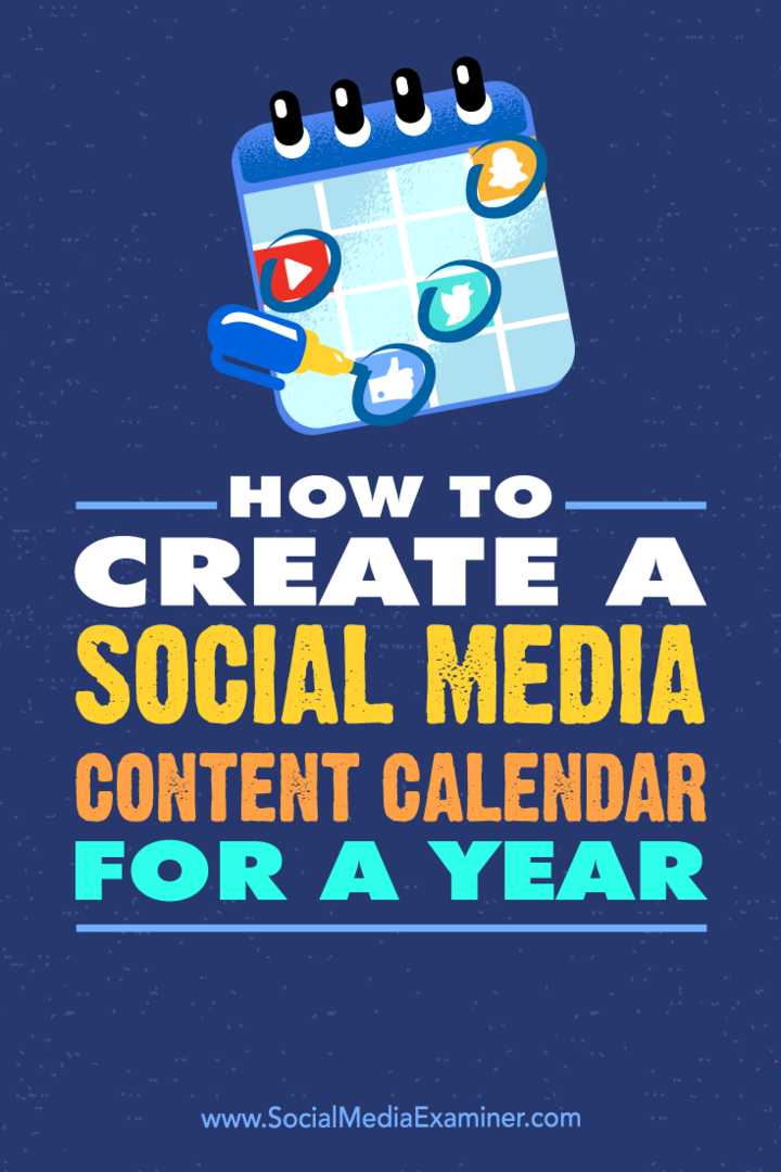Как да създадете календар за съдържание на социални медии за една година от Леонард Ким в Social Media Examiner.