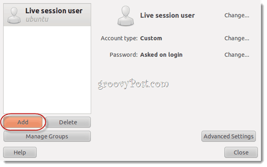 потребител сесия на живо ubuntu