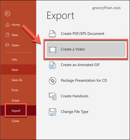 Експортиране на PowerPoint към видео в Windows