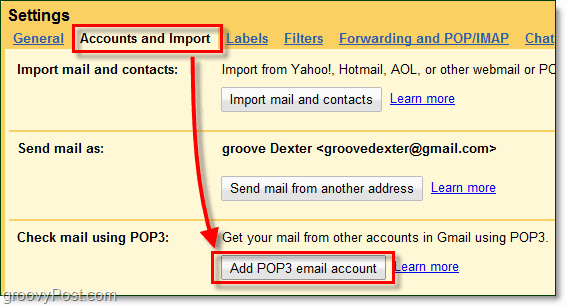 импортирайте външен имейл на трета страна в gmail, без да препращате