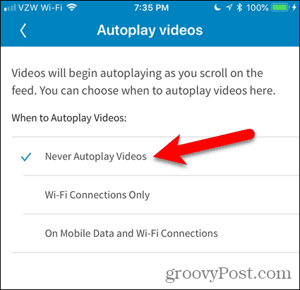 Чукнете никога Autoplay видеоклипове в LinkedIn