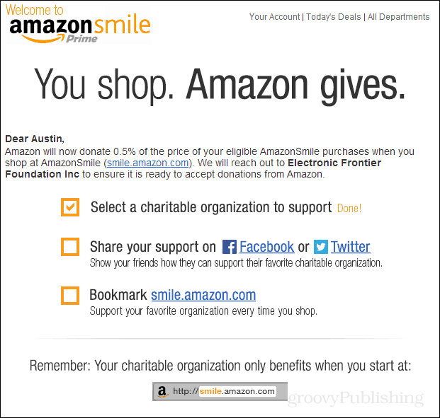 Amazon усмивка потвърждение имейл
