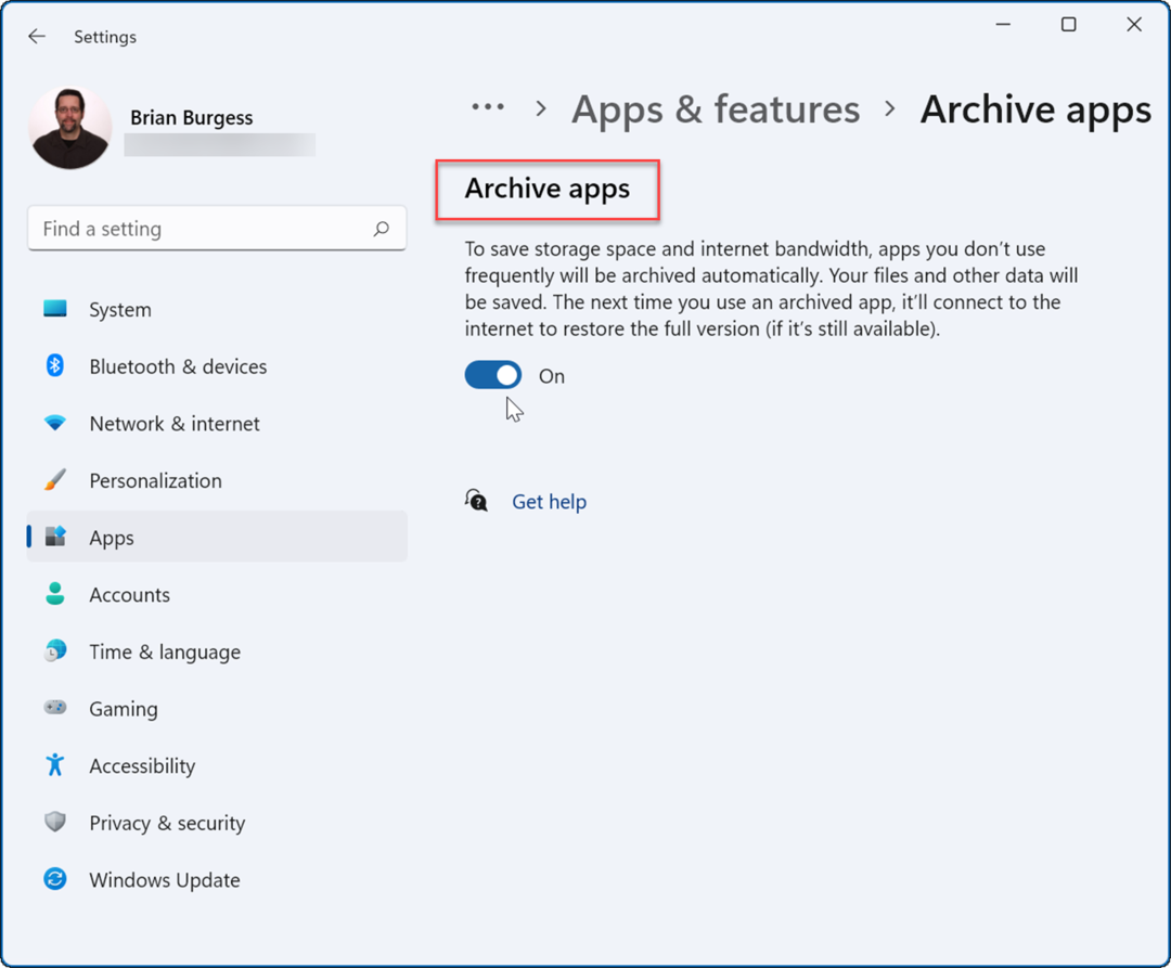 Как да активирате архивните приложения в Windows 11
