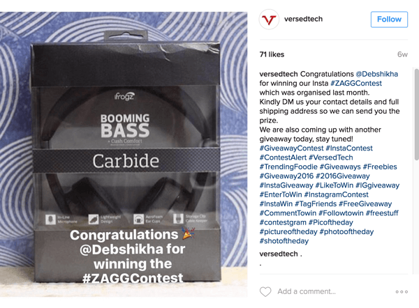 Не забравяйте да обявите победителя във вашия конкурс за селфи в Instagram.