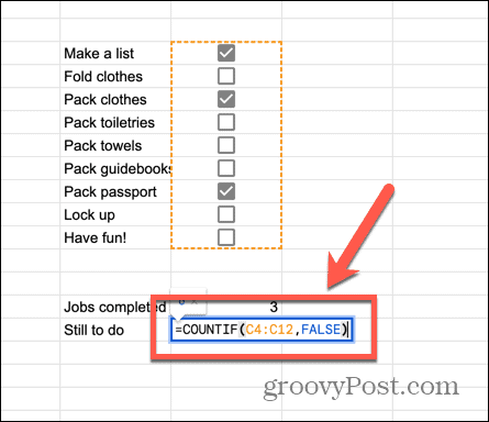 формула за броене на google sheets