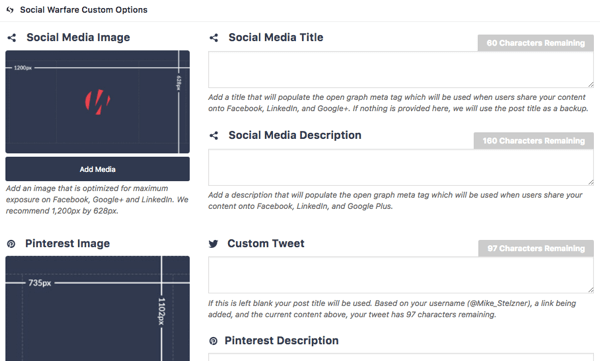 Social Warfare улеснява персонализирането на външния вид на вашето съдържание, когато се споделя в социалните мрежи.