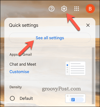 Вижте бутона за всички настройки в Gmail