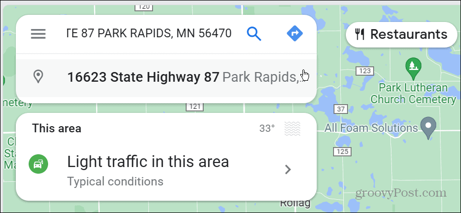 търсене в google maps