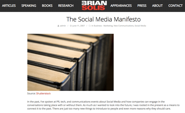Когато Брайън видя потенциала на социалните медии, той написа манифеста за социалните медии.