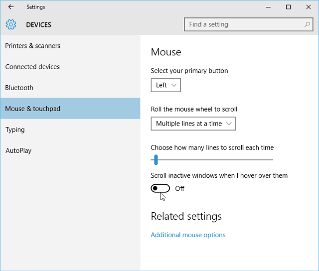 Съвет за Windows 10: Превключване или изключване на фоново превъртане