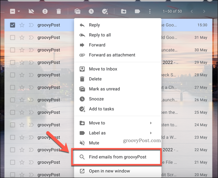 Опции за намиране на имейли от Gmail