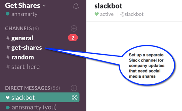 Slack ви позволява да създавате канали, за да можете да организирате разговори за различни групи служители.
