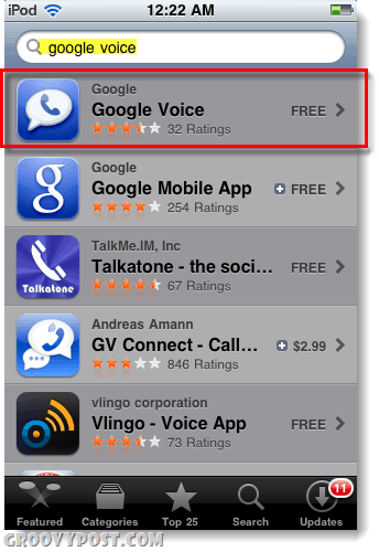 Google Voice в магазина за приложения за ipod или ipad