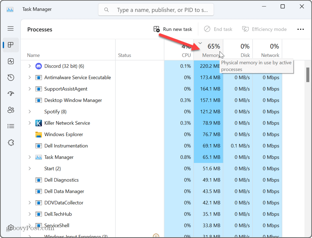 Как да намерите използването на паметта на приложението в Windows 11