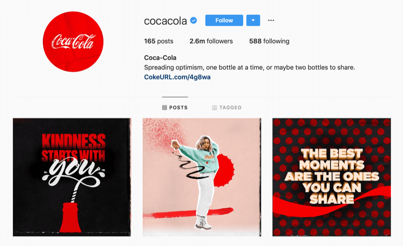Профил в Instagram за Coca-Cola