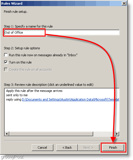 Outlook 2007 - Създайте име на правило за въвеждане на Outlook