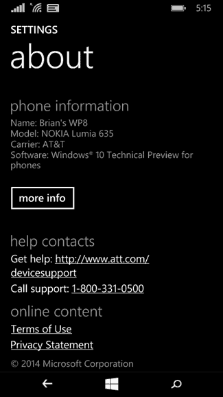 Технически преглед на Windows 10 за телефони